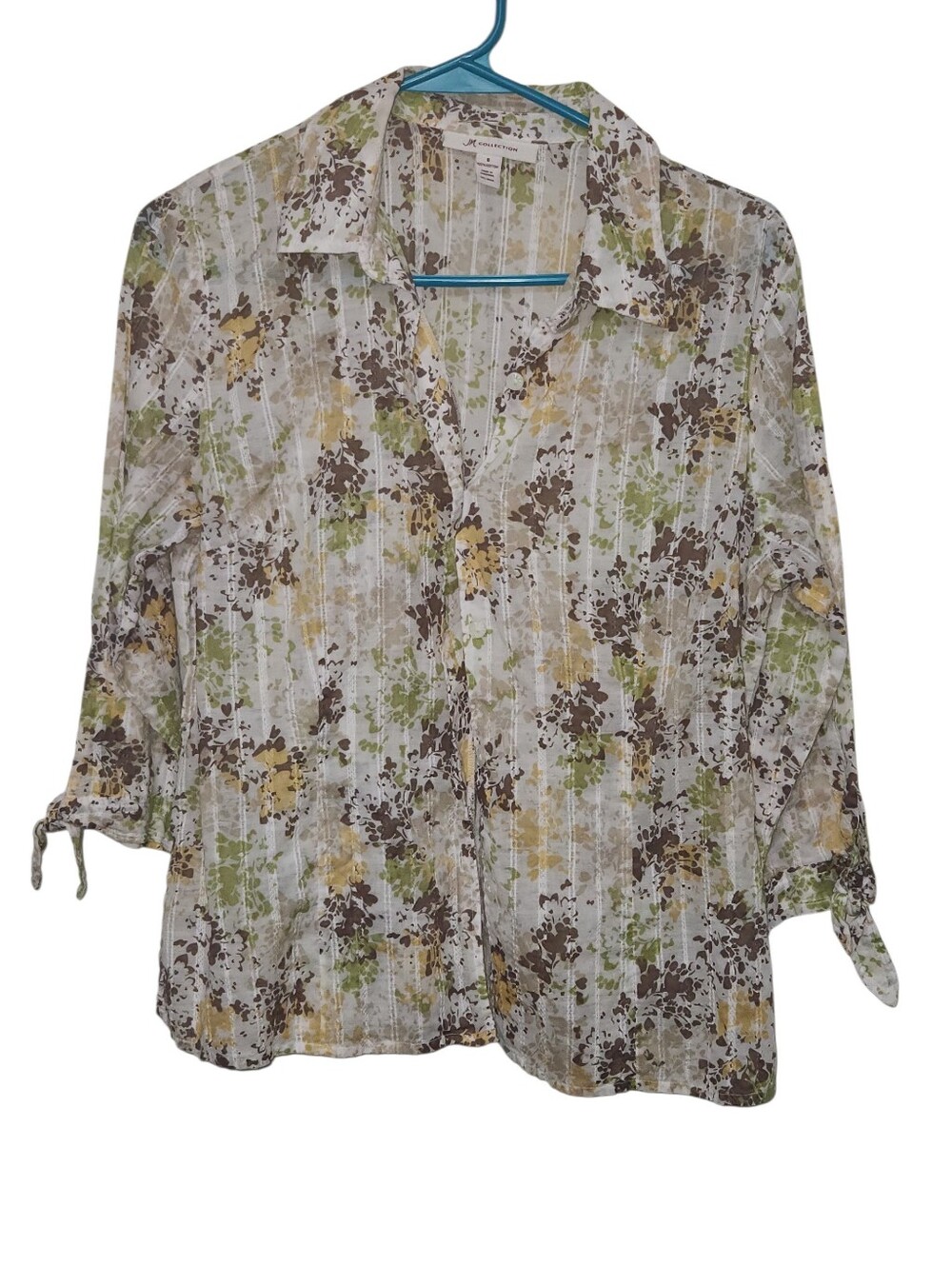 JM Collection Lightweight Sheer Floral Blouse